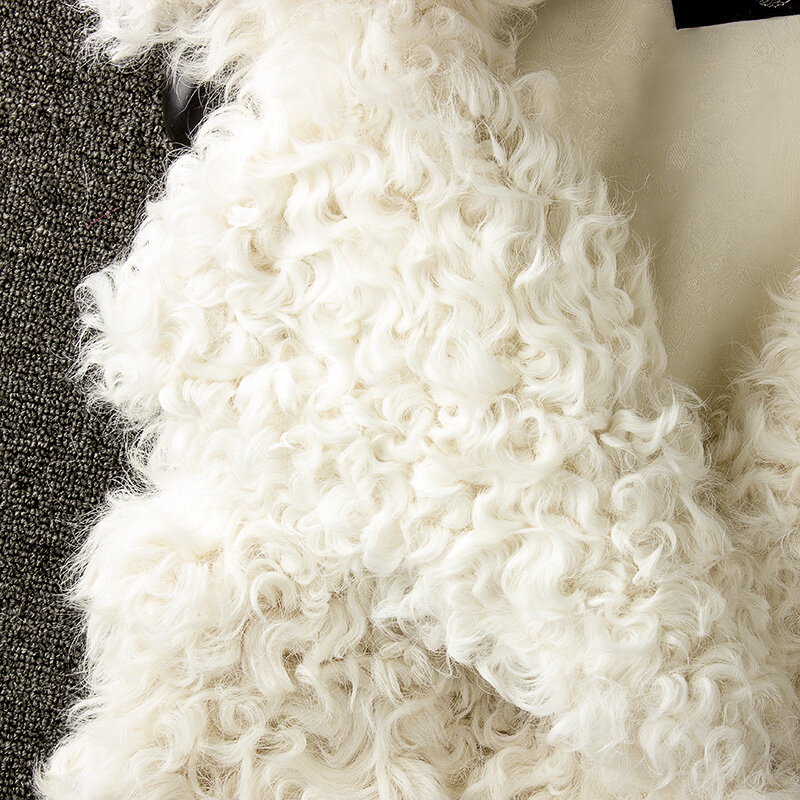 Traje de solapa de piel de cordero para mujer, chaleco de piel de oveja real 100% natural, chaleco de piel de oveja