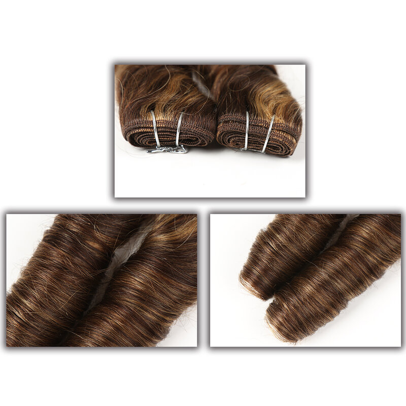 Mechones de cabello humano Remy brasileño, mechones de pelo ondulado de Hollywood, elegante, doble estirado, suelto, Color P4/27 P6/27 P1B/30 P4/30, 1 ud.