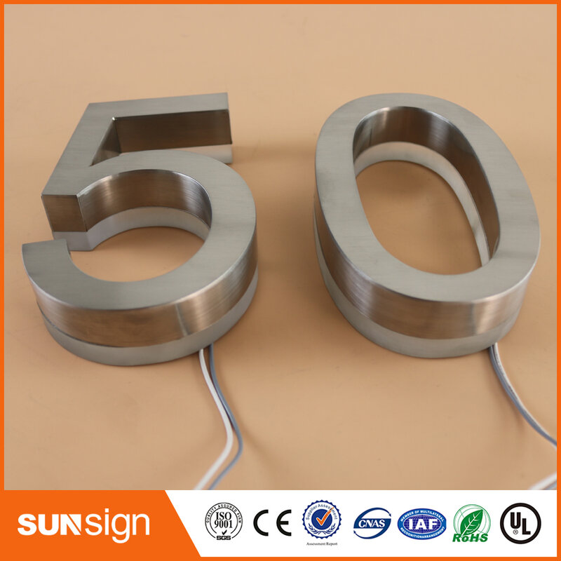 H 25cm Disesuaikan 3D led surat tanda iklan untuk toko