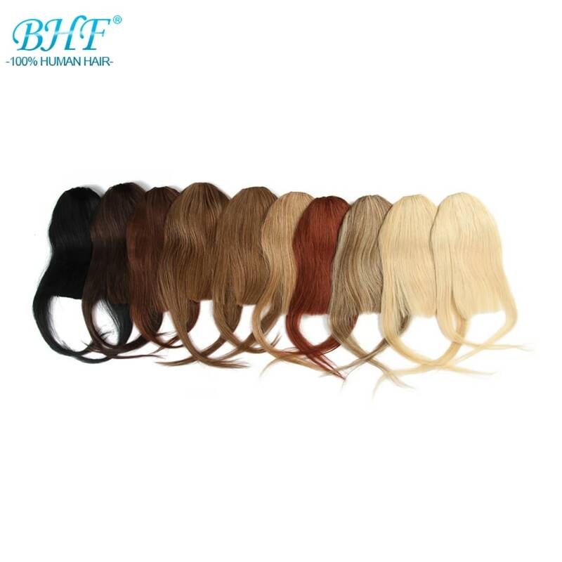 BHF-flequillo de cabello humano liso, 8 pulgadas, 20g, frontal, 3 clips, flequillo de cabello humano Natural Remy, todos los colores