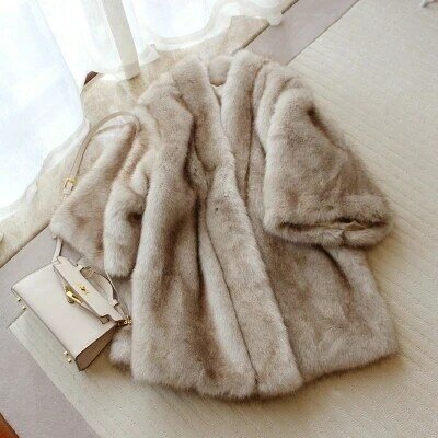 Tao Ting Li Na Winter Mid-Length Loose Warm Thick Faux Fur Coat