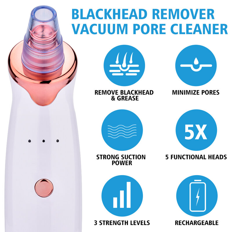 Facial Blackhead Remover สูญญากาศ Pore Cleaner สิวจุดด่างดำกำจัดจมูกลึกทำความสะอาดเครื่องมือ