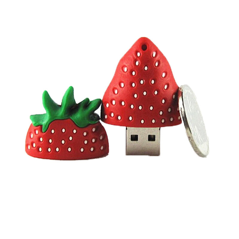 Hot Sale Cute Fruit Strawberry PenDrive 4GB 8GB 16GB USB Flash Drive 32GB 64GB Pen drive Flash Stick USB 2.0 Memory Stick