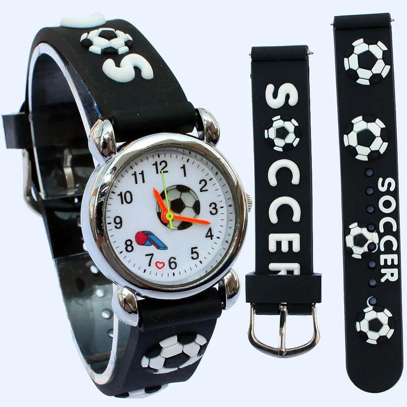 Gorący popularny 3D zegarek sportowy styl piłkarski pasek silikonowy zegarek kwarcowy dla dzieci zegarek chłopięcy zegarek dziewczęcy Cartoon analogowy zegarek na rękę