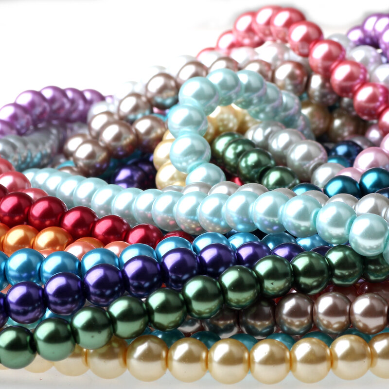 OlingArt 4MM 100 sztuk/partia szklane koraliki okrągłe sztuczna perła bransoletka DIY kolczyki Charms naszyjnik do tworzenia biżuterii