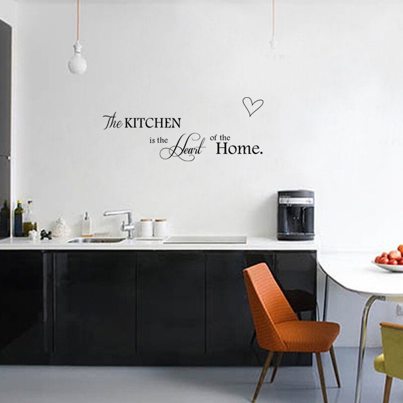 Nieuwe Keuken is Hart van het Huis Brief Patroon Muur Sticker PVC Verwisselbare Home Decor DIY muur art MURAL