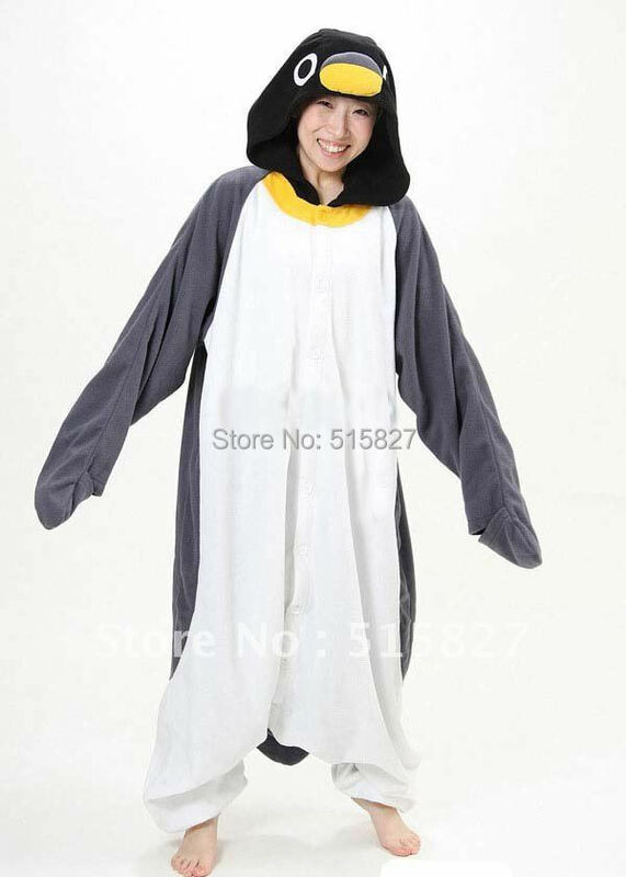 Nieuwe Volwassen Dier Grijs Penguin Cosplay Pyjama Onesie Nachtkleding Kostuum (Nachtkledij)
