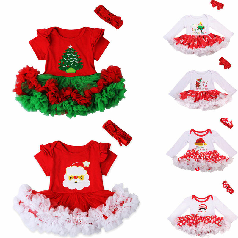 Babys Weihnachten Multi-stil Polka Dots Rüschen Kleid Neugeborenen Baby Mädchen Nette Kleid Stirnband Party Outfit Kostüm Weihnachten Kleidung