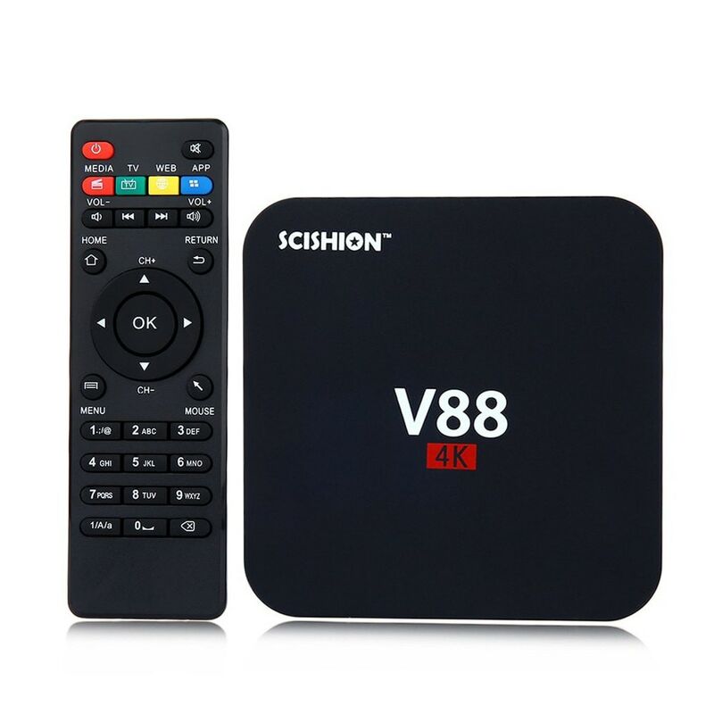 Boîtier Smart TV V88, Android 10, Rockchip, 1 Go RAM, 8 Go ROM, 4K, 4 USB, WiFi, lecteur multimédia HD 1.5GHz