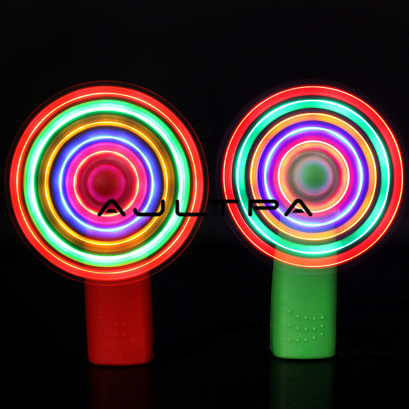พลาสติก LED สีพัดลม Matrix แบบพกพา Mini Air Cool พัดลมสีเขียว Blue Light Up ของเล่น Q0577