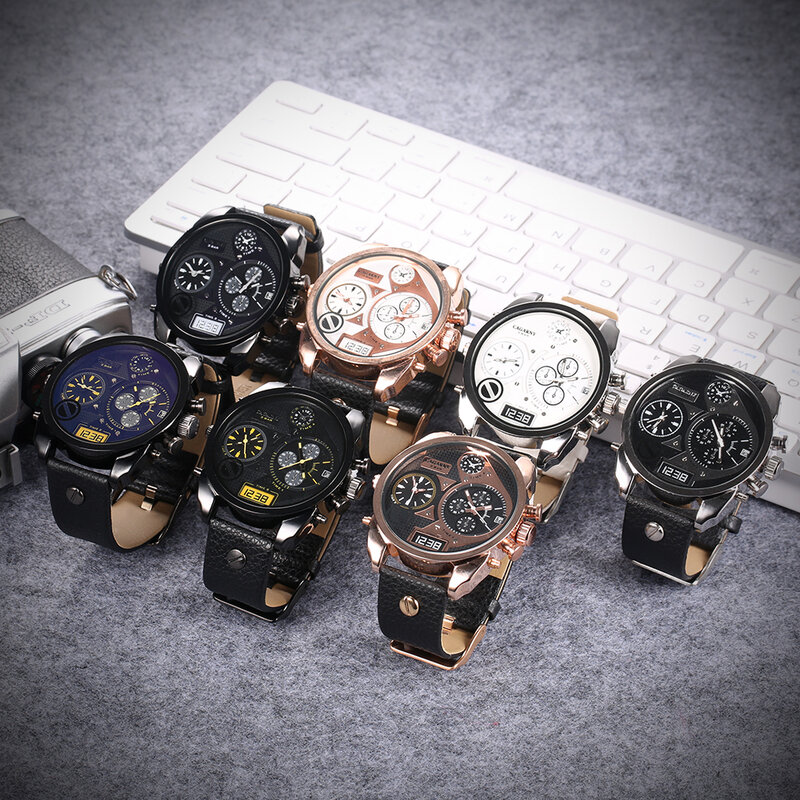 Armbanduhr Lederband Männlichen Uhr Uhr Mann Luxus Marke Cagarny männer Quarz Uhren Wasserdicht Datum Dual Mal Relogio geschenke
