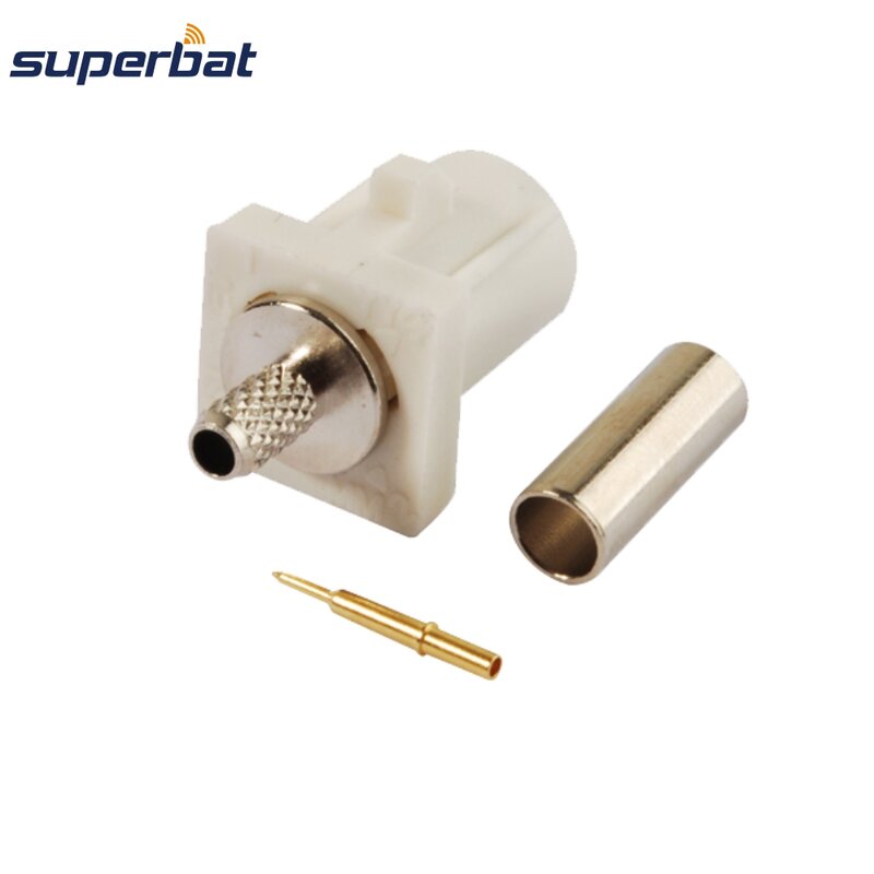 Superbat 10pcs Fakra B Crimp Male Apply to Radio without Phantom Supply Long Version Connector for Cable RG316 RG174 LMR100