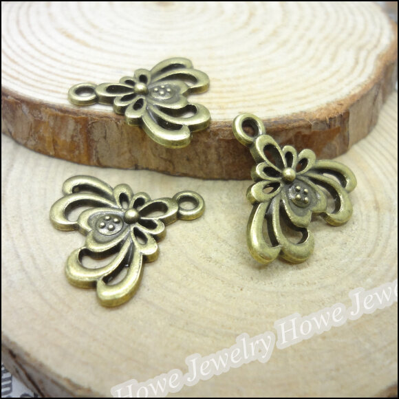 80 pcs Charms Flower Pendant  Antique bronze  Zinc Alloy Fit Bracelet Necklace DIY Metal Jewelry Findings