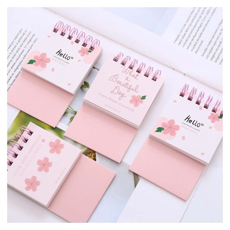 2020 wiśniowy kwiat miłość cewka kalendarz DIY Mini różowy świnia biurko kalendarze codzienny terminarz 2019.09-2020.12