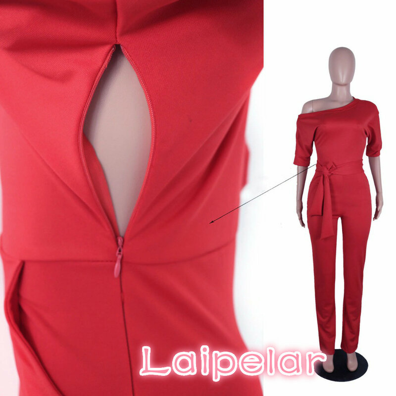 Laipelar jumpsuits 장난 꾸러기 여자 전반적인 섹시한 한 어깨 bodycon 튜닉 점프 슈트 파티 우아한 와이드 레그 팬츠 바디 femme