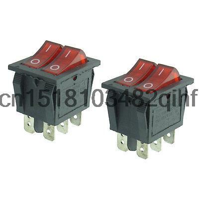 Pcs AC 250V/15A 125V/20A 6 Pins SPST On/Off Neon Light Rocker Switch