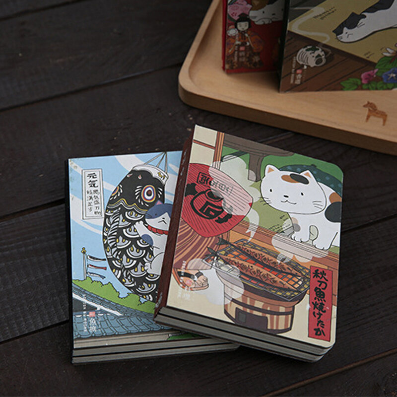 Cuaderno de gato lindo japonés creativo, planificador de Agenda, diario de tapa dura, papeles de planificación mensual semanal, diario, notas, papelería de regalo