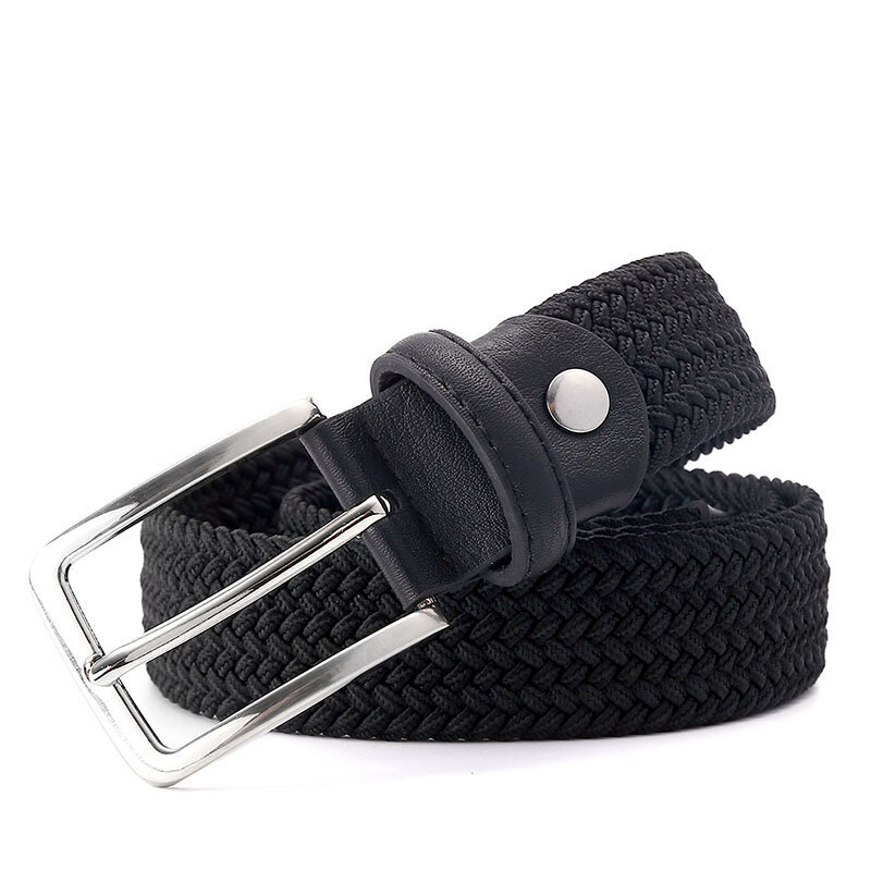 Cinturón elástico para hombre y mujer, correa de lona trenzada, tejido de cuero, ancho de 1-3/8 ", marrón oscuro, extensible de 160 CM