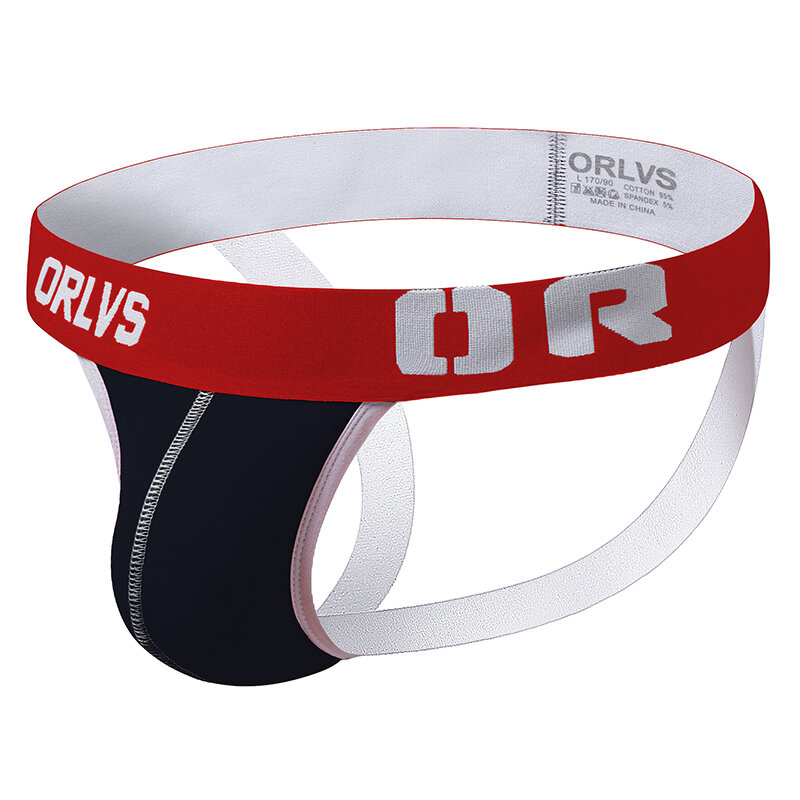 ORLVS-bragas de algodón para hombre, ropa interior Sexy Gay, suspensorio, suspensorio