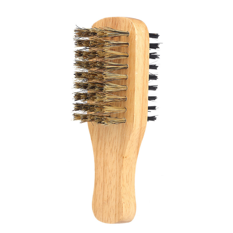 Mango de madera de los hombres la barba brocha de afeitar de los hombres bigote cepillos peine de doble cara Facial cepillo de pelo de hombre cara mensaje de la herramienta