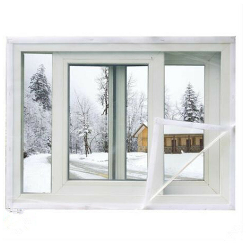 두꺼운 따뜻한 지퍼 커튼, 겨울 밀폐 창문, 겨울 방풍 침실 앞유리, 방한 단열 필름, 반투명, 120x150 cm