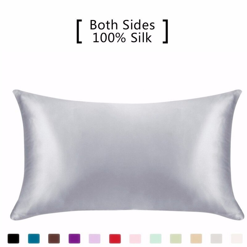Funda de almohada de seda con cremallera oculta, funda de almohada de tela de morera de 19 Momme, tamaño estándar, 1 unidad