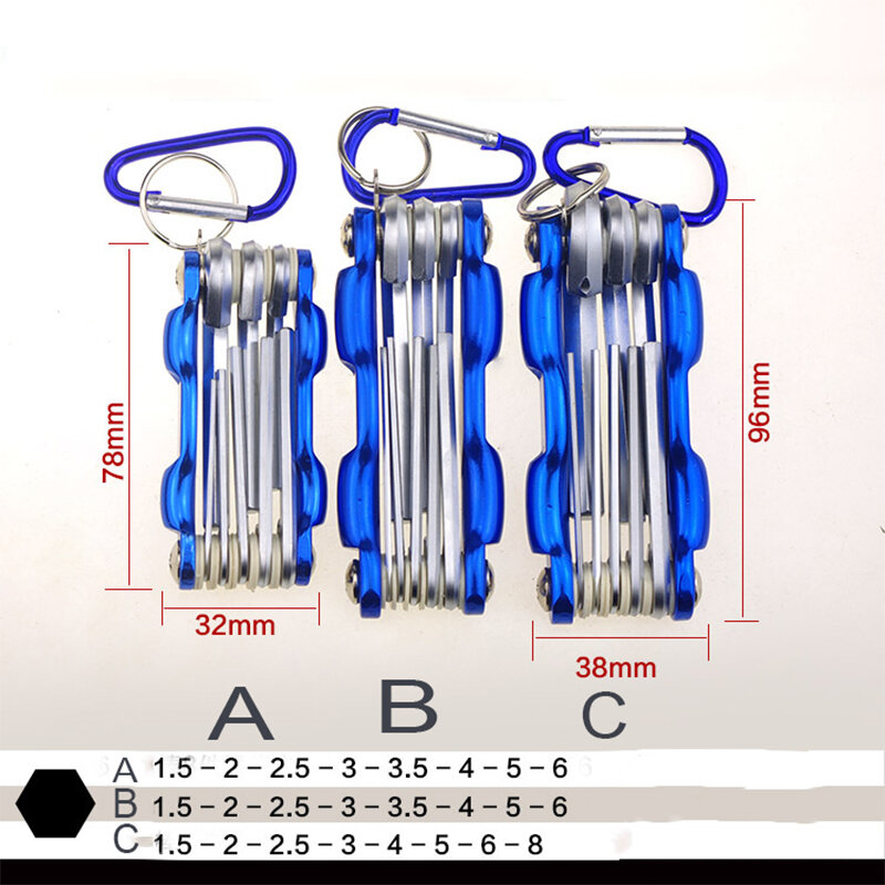 Set di chiavi esagonali piegate esagonali chiave a brugola pollici cacciavite esagonale prugna metrica all'interno degli utensili a mano esagonali
