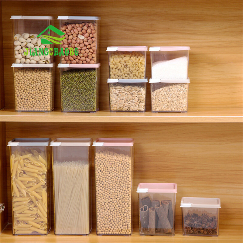 JiangChaoBo kuchnia zamknięte słoik z tworzywa sztucznego żywności pudełko do przechowywania ziarna suszone owoce słoik do przechowywania słoik na ciastka zbiornik do przechowywania
