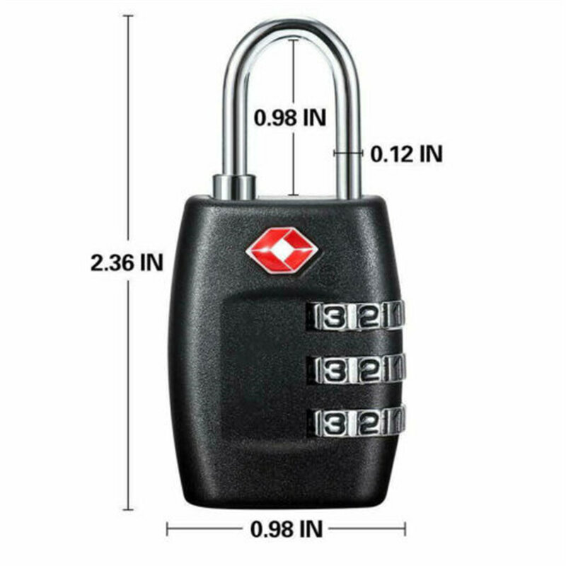 Tsa 승인 3 다이얼 자리 암호 보안 조합 자물쇠 가방 수하물 코드 잠금 미니 코딩 된 도난 방지 잠금 장치 새로운 기능