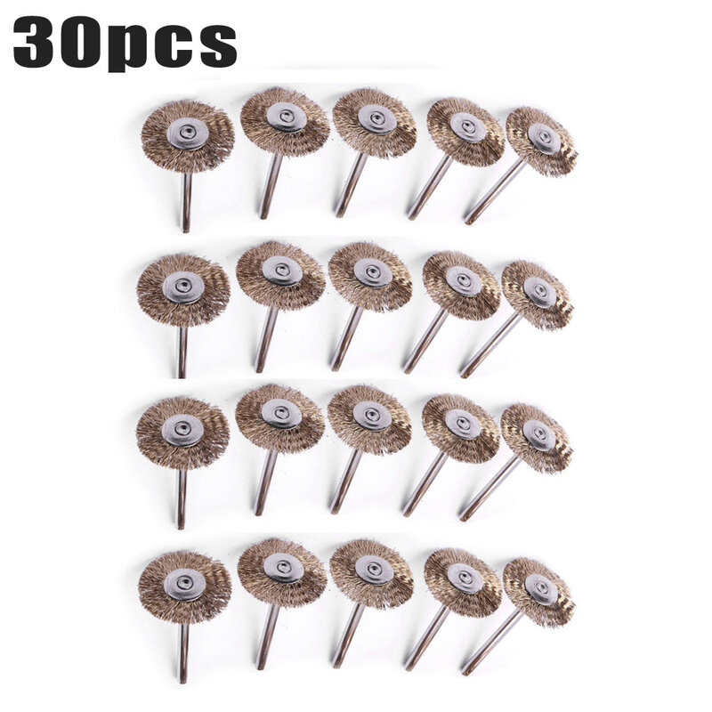 30*Wheel Brushes Polishing Attachment Accessories Rotary Set Mini Wire Brush Brass Rust Tool Copper Grinding Cleaning Deburring