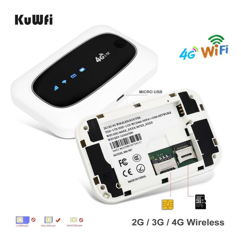 KuWFi Router Wifi 4G Router 4G FDD/TDD LTE Router 150Mbps Saku Wifi Mini Router Nirkabel & Modem Nirkabel dengan Slot Kartu SIM/SD