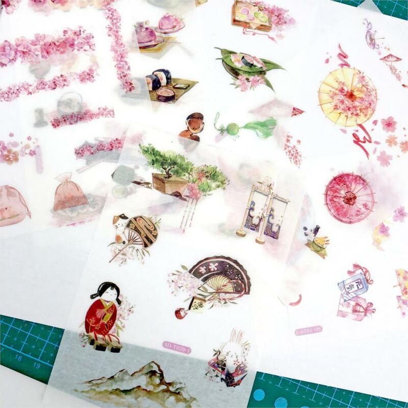1 bolsa de papel adhesivo Washi de dibujos animados chica creativa álbum de recortes DIY diario pegatinas decorativas para álbum