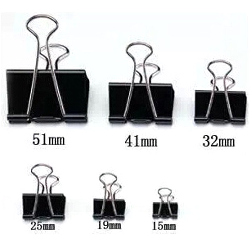 36 pieces/Lot Black Metal Binder Clips 15/19/25/32/41/51mm Notes Letter Paper Clip Office Supplies Binding Securing clip Product