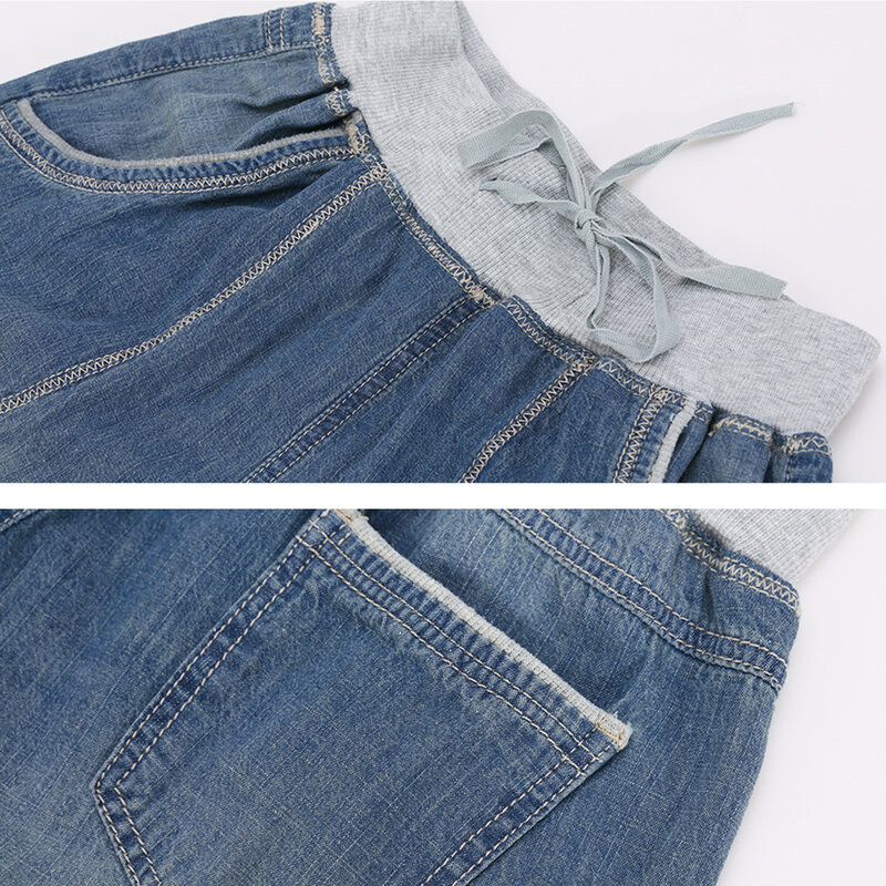 2018 verano mujeres jeans harem pantalones más pantalones de tamaño suelto para mujeres Denim pantalones capris 6XL