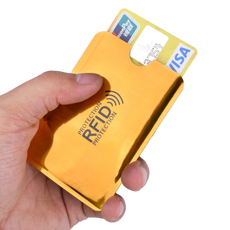 5 szt. Futerałów antypirackich pojemnik na kartę bankową z folii aluminiowej antydegaus ochrona przed osłoną na kartę kredytowa, dowód osobisty karty