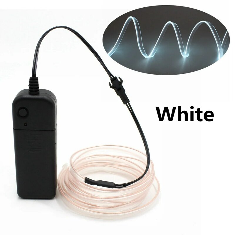 Cable EL con borde de costura de 6mm, cadena de luz de neón, Flexible, brillante, con controlador AA, 1/2/3/5M