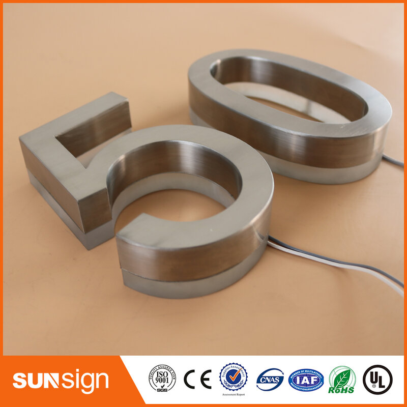 H 25cm Disesuaikan 3D led surat tanda iklan untuk toko