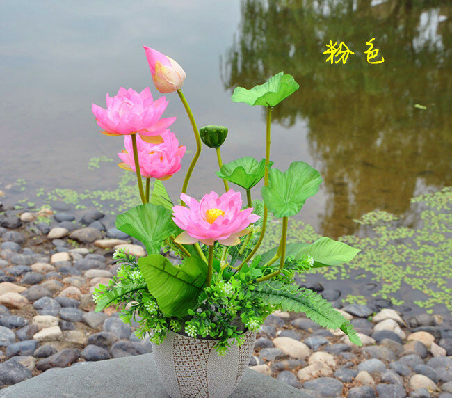 Sklepy fabryczne] wiązka symulacja fabryki kwiatów lotosu sztuczne kwiaty jedwabny ślub parapetówkę otwarcie z kwiatami