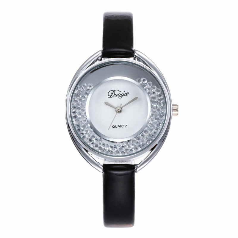Nowe damskie zegarki płynące Rhinestone skórzany zegarek grzywny pasek kobiety modne zegarki damskie kwarcowy relojes seks kol saati relogio
