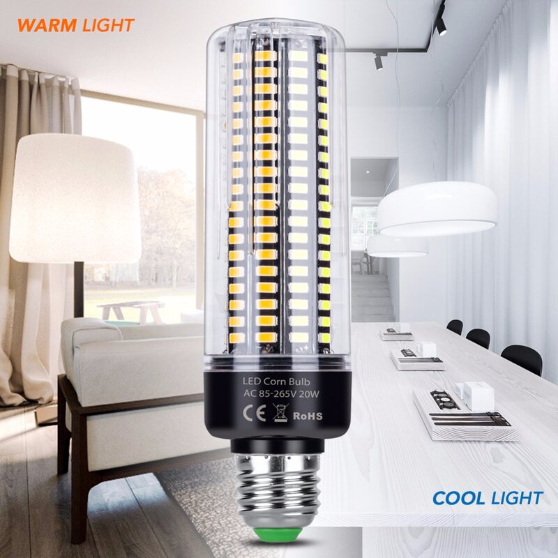 E14 Corn Bulb E27 LED Lamps 220V B22 High Power 28 40 72 108 132 156 189leds Lights SMD 5736 Lampada Led 110V No Flicker 85-265V