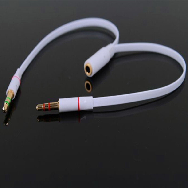 Alta calidad 3,5mm Mini Jack 1 hembra a 2 macho (auriculares + Micrófono) Y divisor auricular Cable de Audio de la computadora
