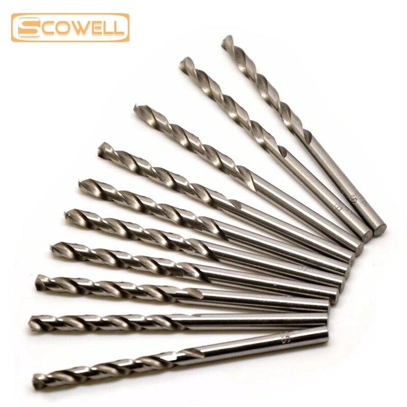 SCOWELL 10 PCS HSS M2 Twist Drill Bits For Metal 1mm,2mm,3mm,3.5mm,1.5mm,2.5mm Jobber Drill Bit Split Tip 135 Degree DIY Tools