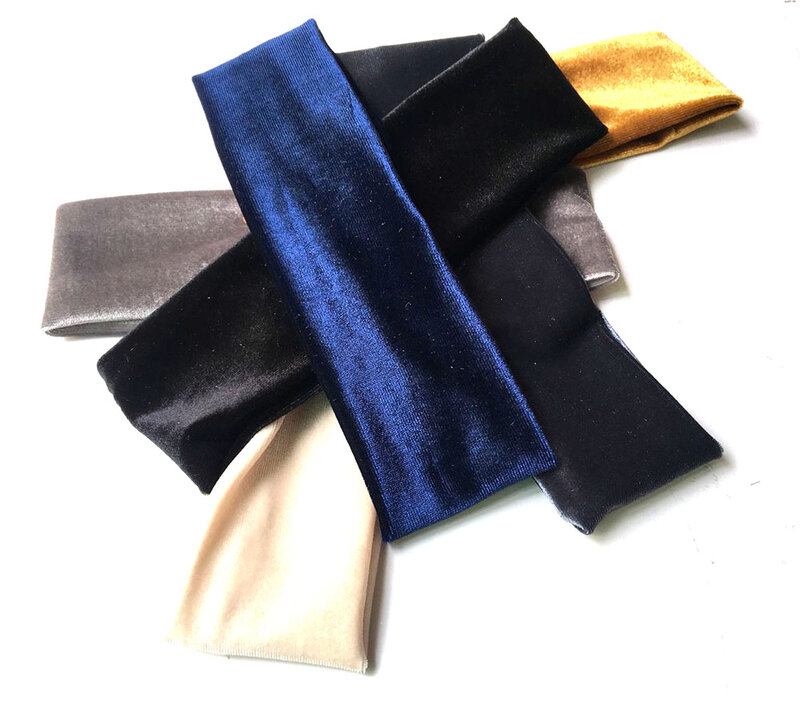 Cinturón elástico de terciopelo para el pelo para niña y mujer, accesorios de diadema para Yoga, bandas para el pelo negras, corbata para ocio, 1 ud., 2018