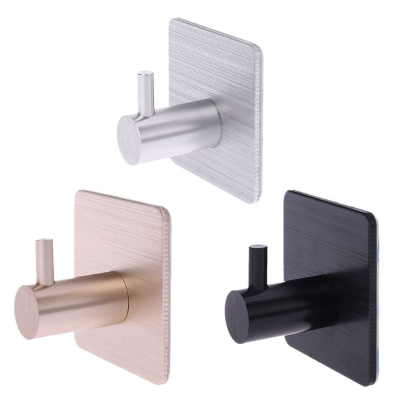 Duurzaam Aluminium Deur Haak Zelfklevende Home Muur Deur Haak Kleding Hange Zakken Sleutel Rack Keuken Handdoek Hanger4