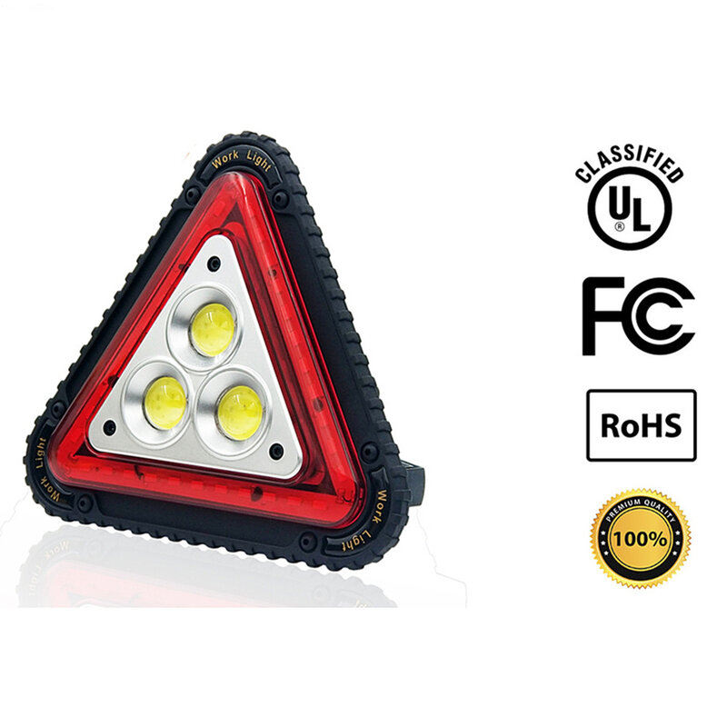3 COB Triangle Warning Light 30W 1500LM LED Work Light Portable LED Flood Lights for Outdoor Camping Hiking Repairing
