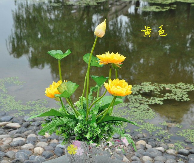 Magasin d'usine] fleur de lotus en soie, fleur artificielle de simulation, ouverture de pendaison de crémaillère de mariage avec fleurs