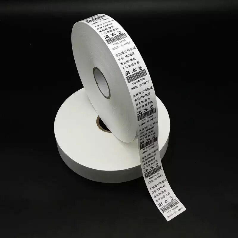 Etiqueta branca do vestuário da tela do labelwidth 20mm-60mm do cuidado do vestuário impresso do tafetá do náilon etiquetas do cuidado rolo