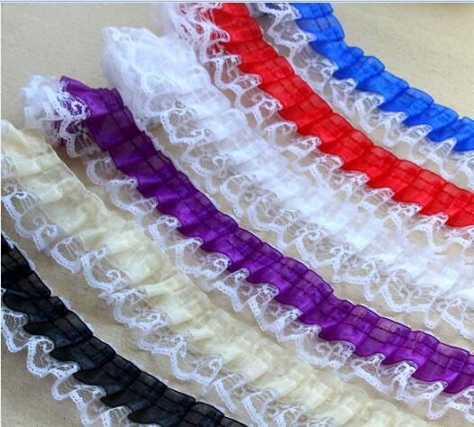 2019 Latest Lace Fabric African Tulle Lace Fabric High Quality Lace Trim Cotton 1M Width 4.5cm Sewing Lace encajes dentelle L-22