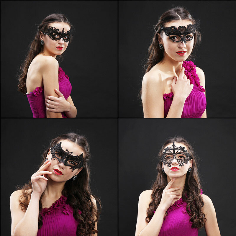 1 pièces noir Sexy fête dentelle masque pour femmes demi visage carnaval Festival balle Halloween mascarade masques événement & fête fournitures