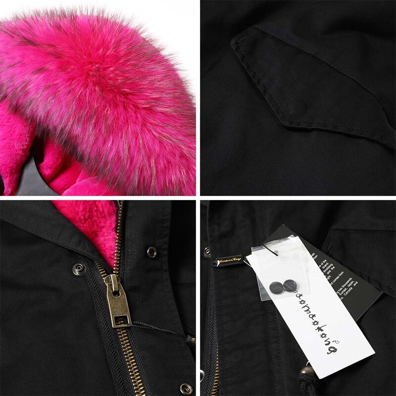 MAOMAOKONG-chaqueta con cuello de piel de mapache para mujer, abrigo grueso de algodón, otoño e invierno, 2021